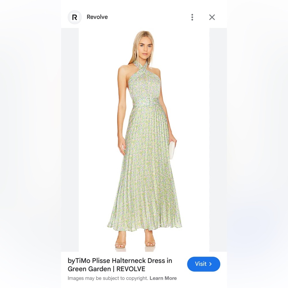 BYTIMO - Halterneck Dress in Green Garden